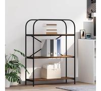 Biblioteca rectangular moderna 80 x 30 x 109 cm, estante de madera de ingeniería roble ahumado con patas de metal negro, almacenamiento para libros y decoraciones, ideal para salón u oficina