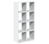 Biblioteca Separador de Habitación Blanco 69,5 x 29 x 137,5 cm Madera | 8 compartimentos cúbicos, estructura geométrica, fijación a la pared, sala de estar oficina dormitorio sótano
