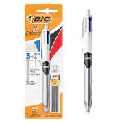 BIC 4 Colores Bolígrafo de Punta Media (1,0mm) Multifunción 3+1HB con 12 minas de Recambio 0,7mm - Colores Surtidos - Ideal para profesionales