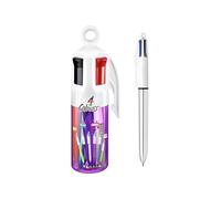 BIC 4 Colores, Práctico Bote decorativo, 6 bolígrafos con 4 puntas de 1.0 mm en colores azul, verde, rojo y negro- Crea papelería bonita