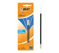 BIC Recambios para bolígrafo 4 colores Punta media 1 mm Azul Blíster 2 unidades