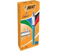 BIC 4 Colores Shine Azul Punta Media 1,0mm (Caja de 12 Uds.)