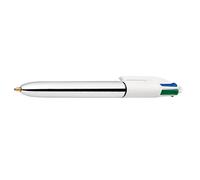 BIC Bolígrafo Shine 949326 4 colores, punta media 1,0 mm, diseño plateado - Lote de 3