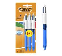 BiC 4 Colour Grip - Paquete de 3 bolígrafos, tinta de 4 colores