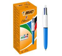BIC 895958 4 Colores Mini Bolígrafos retráctiles, punta media (1.0 mm), caja de 12 unidades