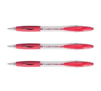 BIC Atlantis Classic - Lote de 3 bolígrafos retráctiles (punta media, 1 mm), color rojo