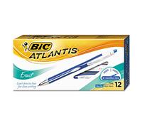 Bic Atlantis Exact - Bolígrafo de punta fina de 0,7 mm, color azul, 12 unidades