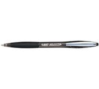 BIC Bolígrafo retráctil Atlantis Soft punta media (1,0 mm) - Negro, Caja de 12 unidades