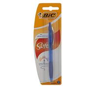 BIC Atlantis Soft bolígrafos Retráctiles punta media (1,0 mm) - Azul, Blíster de 1 Unidad