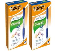 BIC Atlantis Soft Bolígrafos Retráctiles Punta Media (1,0 mm) - Azul, Caja de 12 Unidades (Paquete de 2)