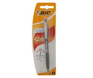 BIC Atlantis Soft bolígrafos Retráctiles punta media (1,0 mm) - Negro, Blíster de 1 Unidad