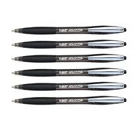 BIC Atlantis Soft - Lote de 6 bolígrafos (punta media, 1 mm), color negro