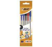 BIC Boligrafo Cristal Medium Bolsa de 5 Uds (2 Azules, 1 Rojo, 1 Negro y 1 Verde)