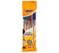 BIC Boligrafo cristal medium bolsa de 5 unidades colores surtidos 2 azul /1 negro /1 rojo /1 verde.