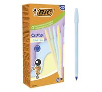 BIC - Bolígrafo Cristal Pastel ergonómico hexagonal, resistente y rellenable, ideal para escuela, oficina y actividades creativas caja 20u punta 1.0mm