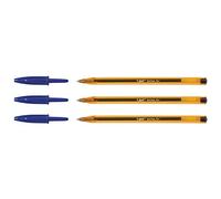 BIC - Bolígrafo de cristal fino, 3 unidades, punta fina, color azul