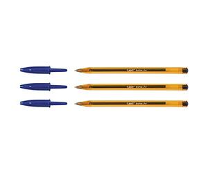 BIC - Bolígrafo de cristal fino, 3 unidades, punta fina, color azul