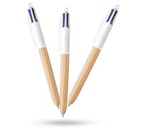 BIC - Bolígrafos de 4 colores con efecto de madera, diseño retráctil, bolígrafo multicolor con cuatro tintas vibrantes surtidas, bolígrafos multicolor todo en uno para la escuela, la oficina y