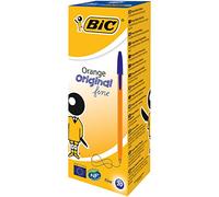 BIC Bolígrafos Orange, Azul, Óptimo para Material Escolar y de Oficina, Original Fine, Punta Fina (0,8mm), Trazo Fino y Preciso, Caja de 20 Bolis