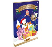 BIC Calendario Adviento de Navidad, 24 artículos de escritura para regalar, kit creativo de papelería para niños, crea tus propias tarjetas de felicitación navideñas, idea regalo para niñas