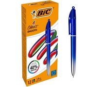 BIC Colors Smooth, Spona, Bolígrafo retráctil con mecanismo de giro, , Azul, Verde, Rojo, 12 unidades, Punta media