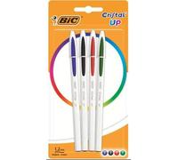 BIC Cristal Up bolígrafos punta media (1,2 mm) - colores Surtidos, Blíster de 4 unidades