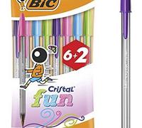 Bic Cristal BolÃgrafos de Colores Surtidos, Fun, Punta Ancha (1,6 mm), Material Oficina, BlÃster de 8 Bolis, Multicolor