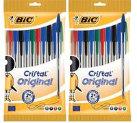 BIC Cristal, Bolsa de boligrafos, Óptimo para Uso de Oficina, Casa y Escolar, Pack de 10 Unidades, Multicolor (Paquete de 2)