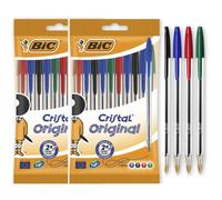 BIC Cristal, Bolsa de boligrafos, Óptimo para Uso de Oficina, Casa y Escolar, Pack de 20 Unidades, Multicolor