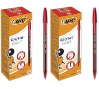 BIC Cristal Exact Bolígrafos Punta Fina (0,7 mm) - Rojo, Caja de 20 Uds. (Paquete de 2)