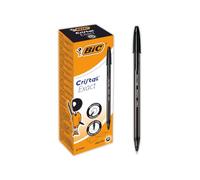 BIC Cristal Exact Bolígrafos, Punta Fina (0,7 mm), Tinta Negra, Caja de 20 Unidades