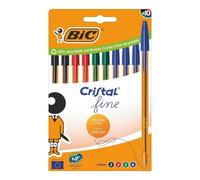 Bic Cristal Fine · Bolígrafos de Tinta de Aceite · 10 Unidades · Colores Surtidos