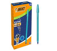 Bic cristal glace boligrafo de bola - cuerpo opaco en color azul metalizado mate - punta redonda de 1mm - trazo 0.4mm - tinta con base de aceite - color de la tinta azul (20 uds)