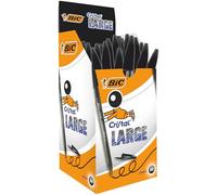 BIC Cristal Large - Bolígrafos de punta gruesa (1.6 mm), óptimo para oficinas, caja de 50 unidades, color negro