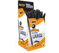BIC Cristal Large Boligrafos de Punta Media, Para la Escuela, la Oficina o el Hogar, Azul/Negro para elehgir , Paquete de 25/50Unidades (1,6 mm) Primera Calidad Garantizada