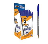 BIC Cristal Large Boligrafos de Punta Media, Para la Escuela, la Oficina o el Hogar, Azul/Negro para elehgir , Paquete de 25/50Unidades (1,6 mm) Primera Calidad Garantizada