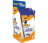 BIC Cristal Large Boligrafos de Punta Media, Para la Escuela, la Oficina o el Hogar, Azul, Paquete de 50 (1,6 mm)