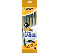 BIC Cristal Large Bolígrafos Punta Ancha (1,6 mm) - Negro, Blíster de 5 Unidades