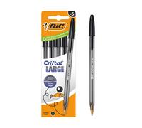 Bic cristal large pack de 5 boligrafos de bola - punta redonda de 1.6m