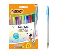 BIC Cristal Multicolour Bolígrafos de Punta Ancha (1,6 mm) - Colores Clásicos, Neón y Divertidos Surtidos, Pack de 20