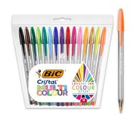 BIC Cristal Multicolour, Bolígrafos de Punta Ancha (1,6 mm), Ideal para Dibujos y Anotaciones, Colores Surtidos, Pack de 15 Unidades