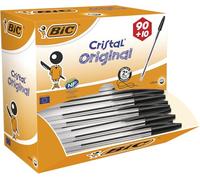 BIC Bolígrafos Cristal Original Punta media 1.0 mm Negro – Caja 100 unidades