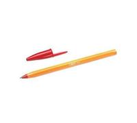 Bic cristal original fine boligrafo de bola - punta redonda de 0.8mm - trazo de 0.30mm - tinta con base de aceite - cuerpo naranja - color rojo (20 uds)
