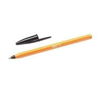 Bic cristal original fine boligrafo de bola - punta redonda de 0.8mm - trazo de 0.30mm - tinta con base de aceite - cuerpo naranja - color negro (20 uds)