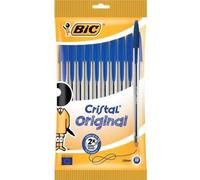 Bic cristal original pack de 10 boligrafos de bola - punta redonda de 1.0mm - trazo 0.4mm - tinta con base de aceite - color azul