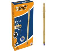 BIC Cristal Shine Oro Bolígrafos Punta Media (1,0 mm) - Tinta Azul y Cuerpo Dorado, tinta base de aceite Caja de 5/10/20 Unidades para elegir ideal para uso diario Calidad Garantizada