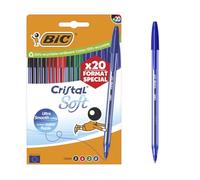 BIC Cristal Soft Bolígrafos de Punta Media (1,2 mm) Set Formato Especial - Colores Surtidos, Pack de 20
