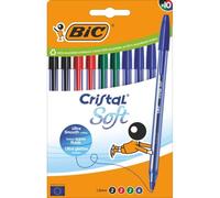 Bic cristal soft pack de 10 boligrafos de bola - punta media de 1.2mm - trazo 0.45mm - escritura mas fluida - colores surtidos