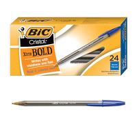 BIC Cristal Xtra Bold Bolígrafo, punta gruesa (1.6 mm) para líneas vívidas y dramáticas, azul, 24 unidades