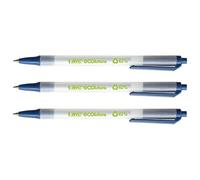 BIC Eco Clic - Lote de 3 bolígrafos de punta media, 1 mm, tinta azul